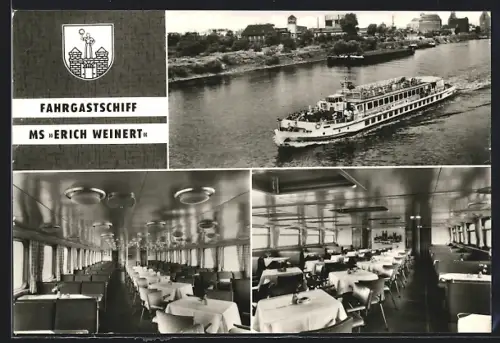 AK MS Erich Weinert, Fahrgastschiff der Weissen Flotte und Fähren Magdeburg auf der Elbe