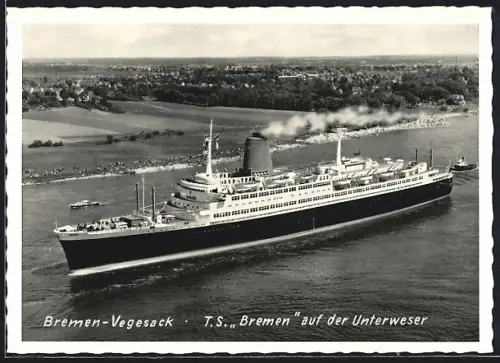 AK Passagierschiff TS Bremen auf der Unterweser
