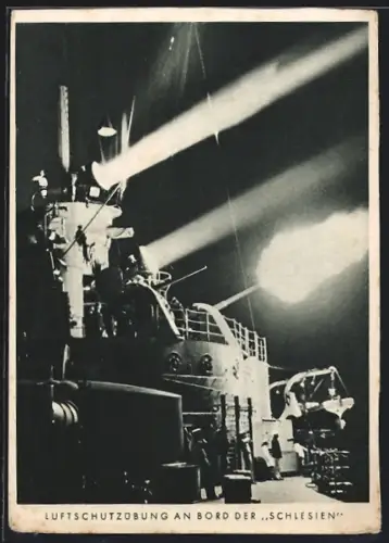 AK Luftschutzübung an Bord der Schlesien, Flak, Kriegsmarine