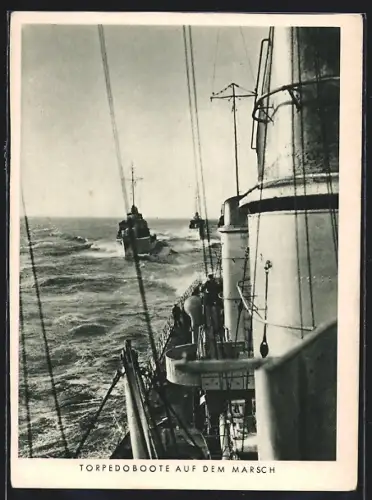 AK Torpedoboot der Kriegsmarine auf dem Marsch