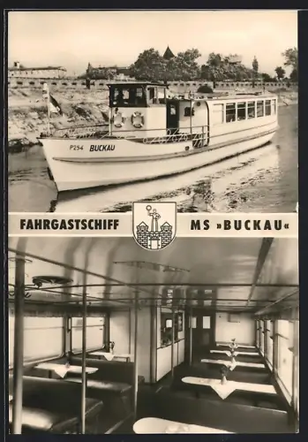 AK Fahrgastschiff MS Buckau der Weissen Flotte auf der Elbe