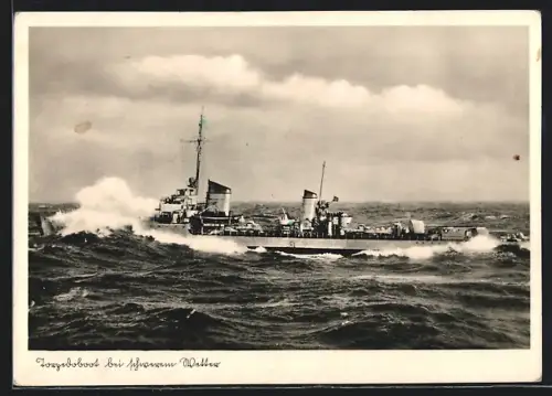 AK Kriegsmarine, Torpedoboot bei schwerem Wetter