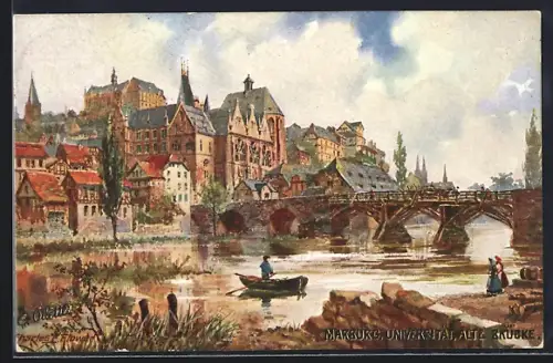 AK Marburg, Universität, alte Brücke