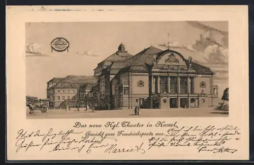 AK Kassel, Kgl. Theater, Ansicht vom Friedrichsplatz