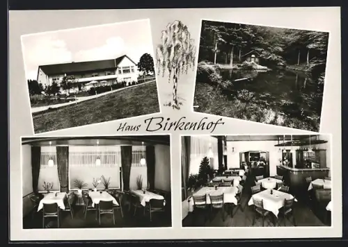 AK Simmern /Hunsrück, Haus Birkenhof, Gasthaus und Pension, Bes. A. Dietrich, Innenansichten, Weiher