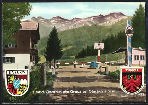 AK Oberjoch /Allgäu, Deutsch-österreichische Grenze, Grenzstation, Tiroler Berge