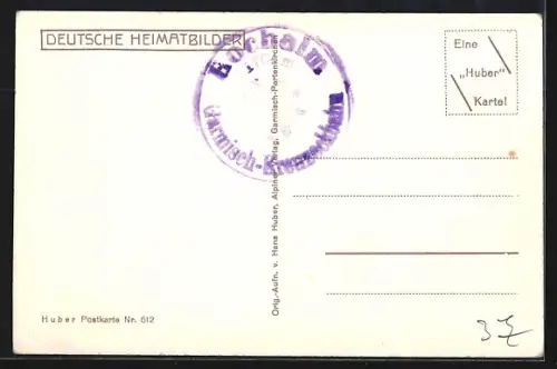 AK Garmisch, Kühe bei Hochalm, Blick gegen die Alpspitze