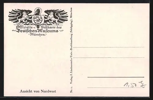 Künstler-AK München, Nordwest-Ansicht des Deutschen Museums