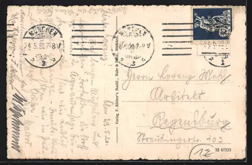 AK München, Rathaus mit Brunnen