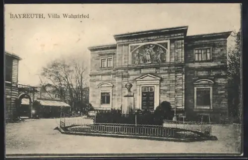 AK Bayreuth, Villa Wahnfried mit Büste