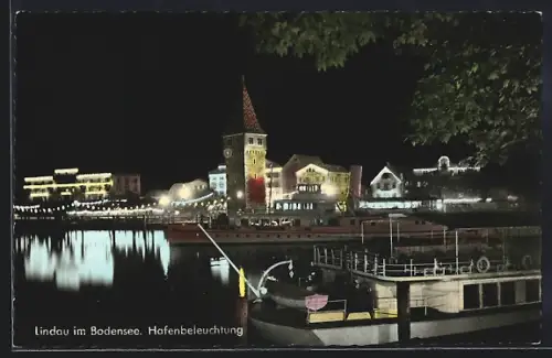 AK Lindau im Bodensee, Hafenbeleuchtung