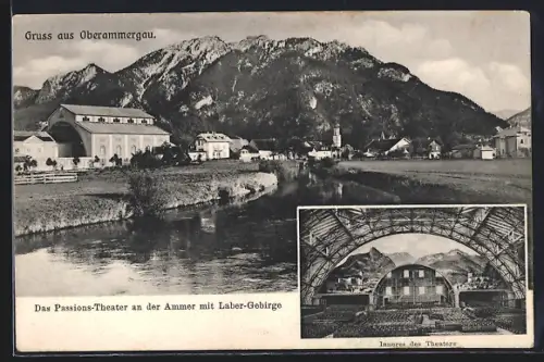 AK Oberammergau, Passionstheater gg. Laber, Zuschauerraum