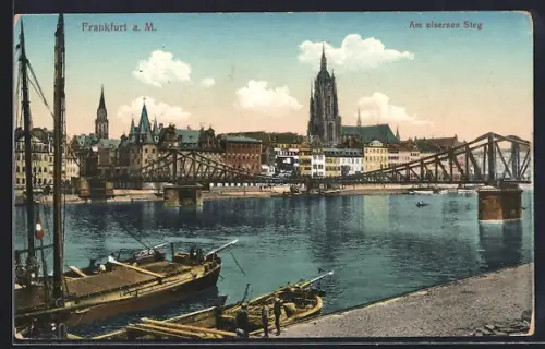 AK Alt-Frankfurt, Am eisernen Steg mit Kirche