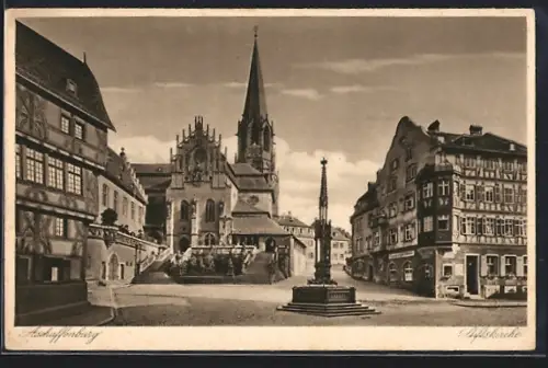 AK Aschaffenburg, Blick auf die Stiftskirche
