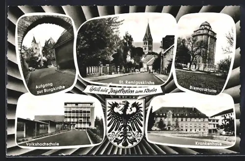 AK Ingelheim am Rhein, Krankenhaus, Aufgang zur Burgkirche, Bismarckturm