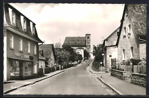 AK Fuchsmühl /Opf., Strassenansicht, Kirche