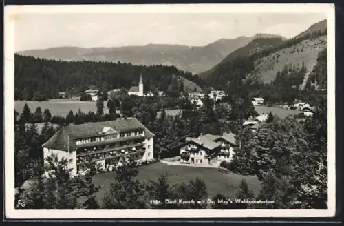 AK Kreuth, Dr. Mayr`s Waldsanatorium, Dorfansicht, Kirche