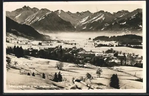AK Schöllang, Winteransicht, Allgäuer Alpen