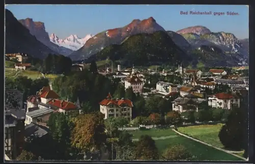 AK Bad Reichenhall, Blick gegen Süden, Stadtansicht, Berge