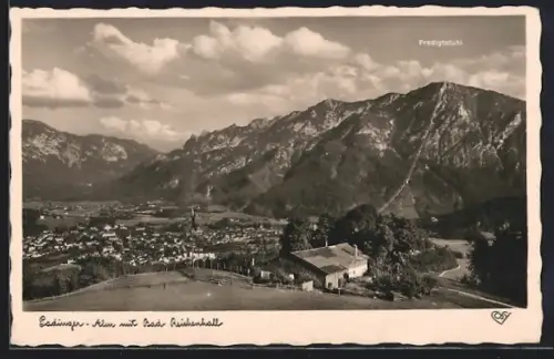 AK Bad Reichenhall, Blick auf Stadt und Padinger Alm, Predigtstuhl