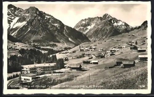 AK Hirschegg, Elferkopf, Zwölferkopf und Widderstein, Ortsansicht