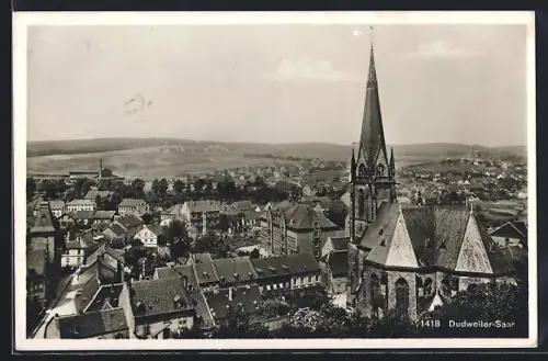 AK Dudweiler-Saar, Stadtansicht mit Kirche