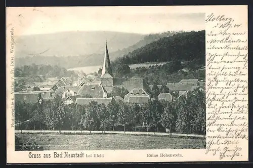 AK Bad Neustadt bei Ilfeld, Ortsansicht, Ruine Hohenstein