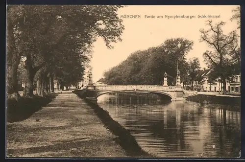 AK München, Partie am Nymphenburger Schlosskanal