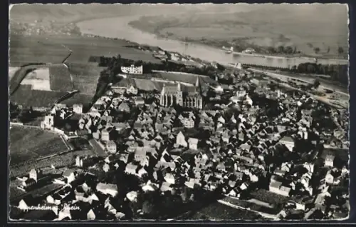 AK Oppenheim am Rhein, Ortsansicht mit Kirche und Rhein