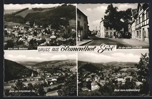 AK Blumenthal /Eifel, Blick vom Bleiberg, an der alten Dorflinde, Schleidener Tal, Küchenberg