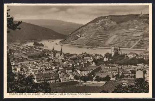 AK Bingen / Rhein, Burg Klopp, Mäuseturm, Niederwalddenkmal