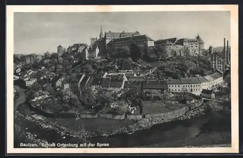 AK Bautzen, Schloss Ortenburg mit der Spree