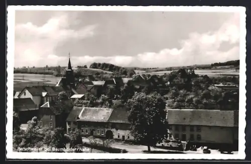 AK Berschweiler bei Baumholder, Ortsansicht mit Kirche und Dorfhäusern