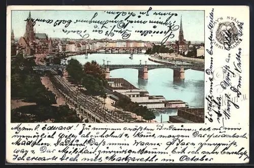 AK Frankfurt, Hafenpartie mit Reklame Remy`s Stärke Fabrik-Marke