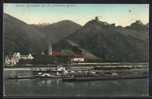 AK Bornhofen, Blick auf das Kloster und die feindlichen Brüder