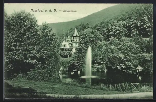 AK Neustadt / Hardt, Wasserfontäne an der Königsmühle