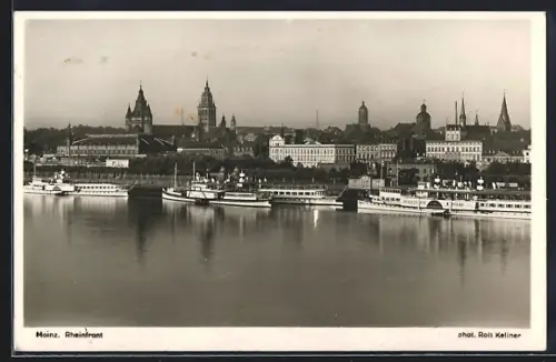 AK Mainz, Dampfer auf dem Rhein