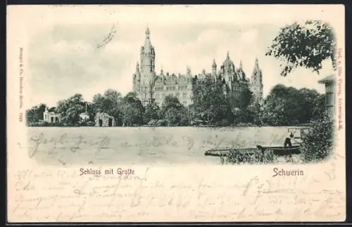AK Schwerin / Mecklenburg, Schloss mit Grotte
