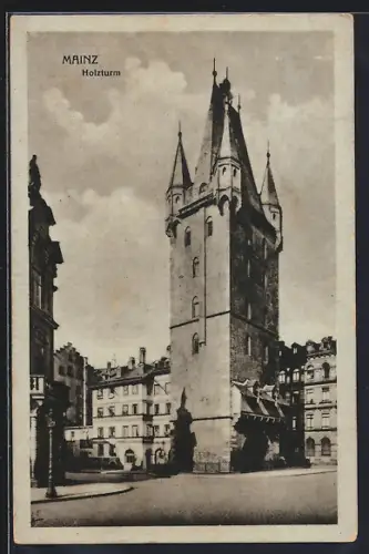 AK Mainz, Strassenpartie am Holzturm