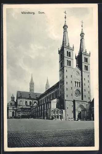 AK Würzburg, Der Dom mit Marktplatz