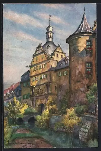 Künstler-AK Bad Mergentheim, Das Deutsch-Ordensritterschloss