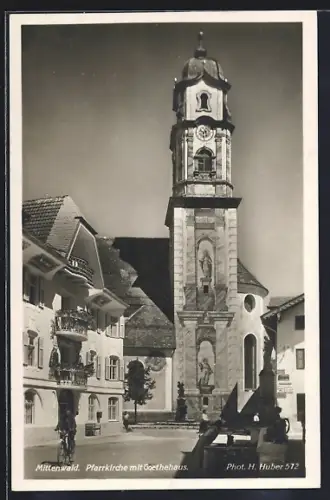 AK Mittenwald, Pfarrkirche mit Goethehaus