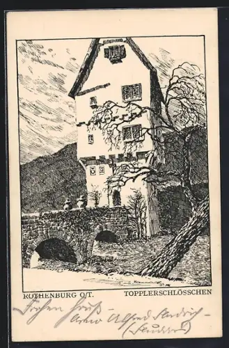 Künstler-AK Rothenburg / Tauber, Topplerschlösschen