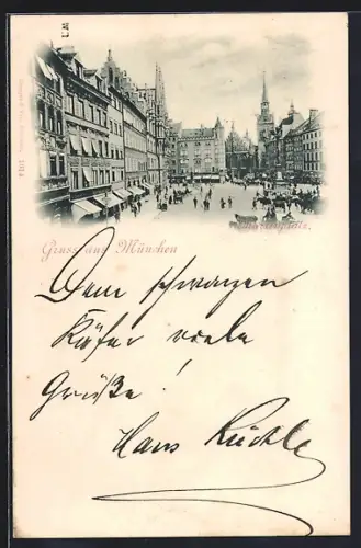 AK München, Der belebte Marienplatz