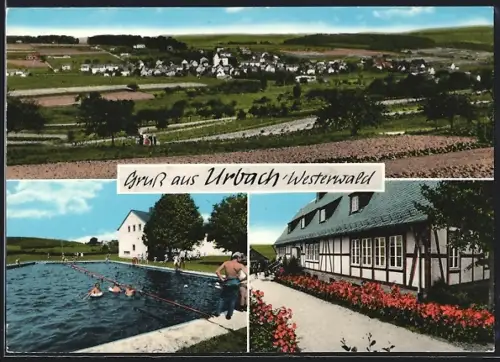 AK Urbach /Westerwald, Teilansicht, Kreisjugendheim, Schwimmbecken