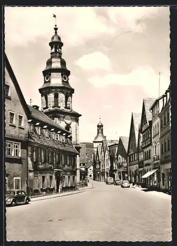 AK Kulmbach, Strasse Spitalgasse mit Geschäften
