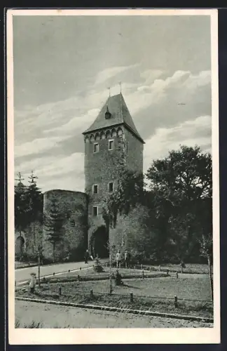 AK Münstereifel, Wesertor mit Strassenpartie
