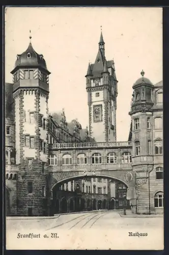 AK Alt-Frankfurt, Strassenpartie mit Rathaus