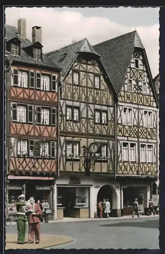 AK Trier, Markthäuser mit Strassenpartie