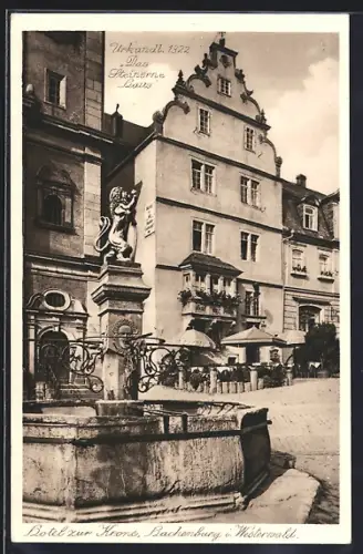 AK Hachenburg i. Westerwald, Hotel zur Krone, Urkundl. 1322 Das Steinere Haus